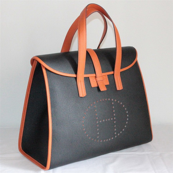 Best Hermes FeuDou Bag Black/Orange 509095 - Click Image to Close